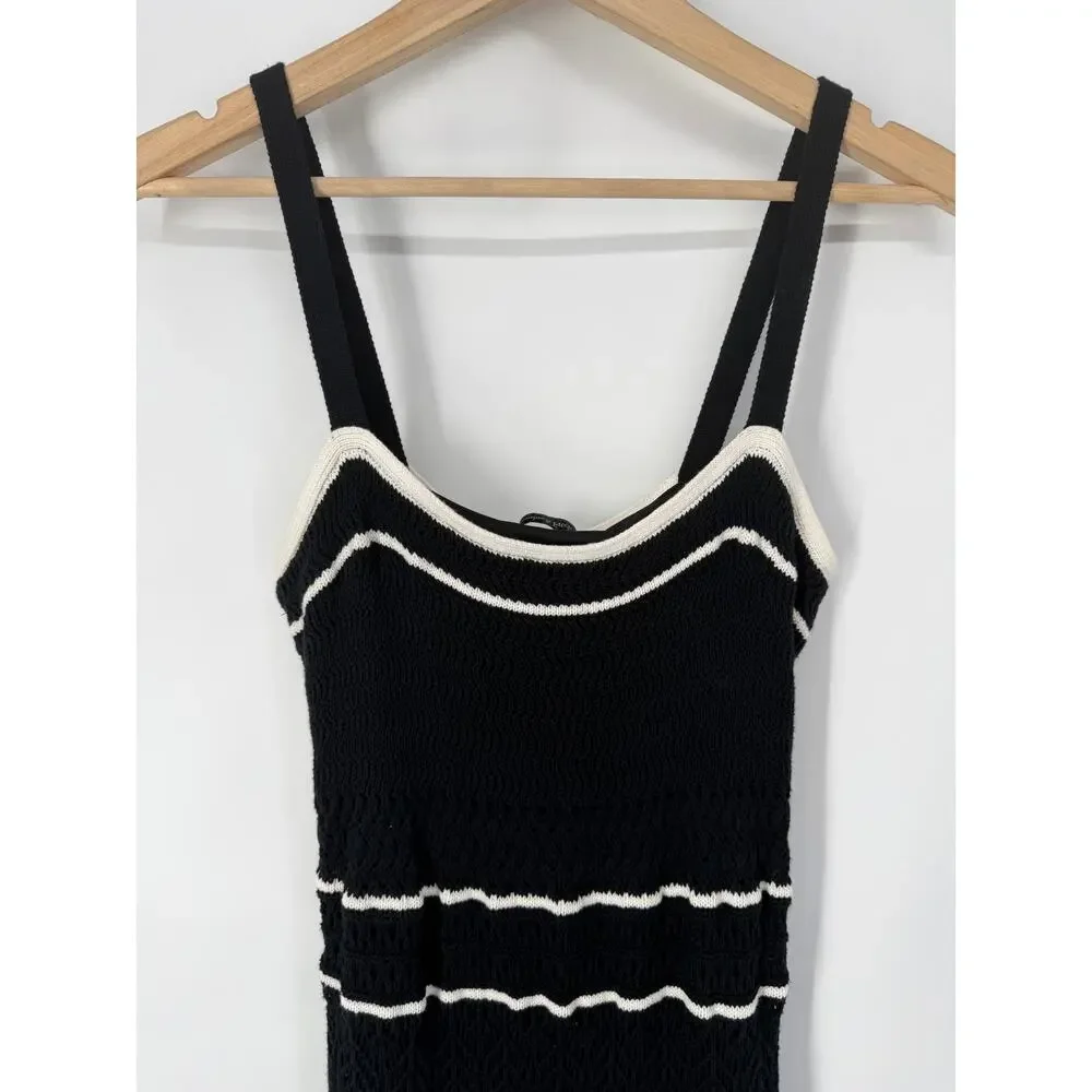 Abercrombie & Fitch Crochet Style Maxi Dress Sleeveless Knit Midi Contrast Trim